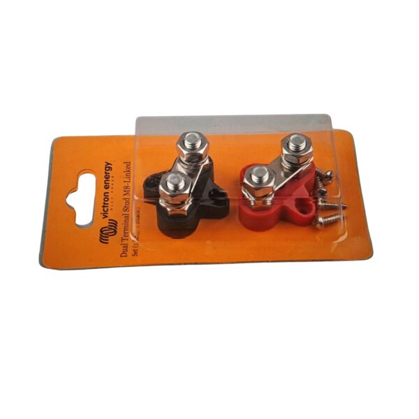 Dual Terminal Stud M8-linked set (1 red/1 black)